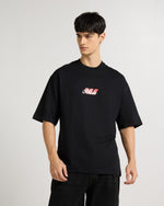 Premium Jet Black Ablaze Oversized T-shirt Back view | Weezy