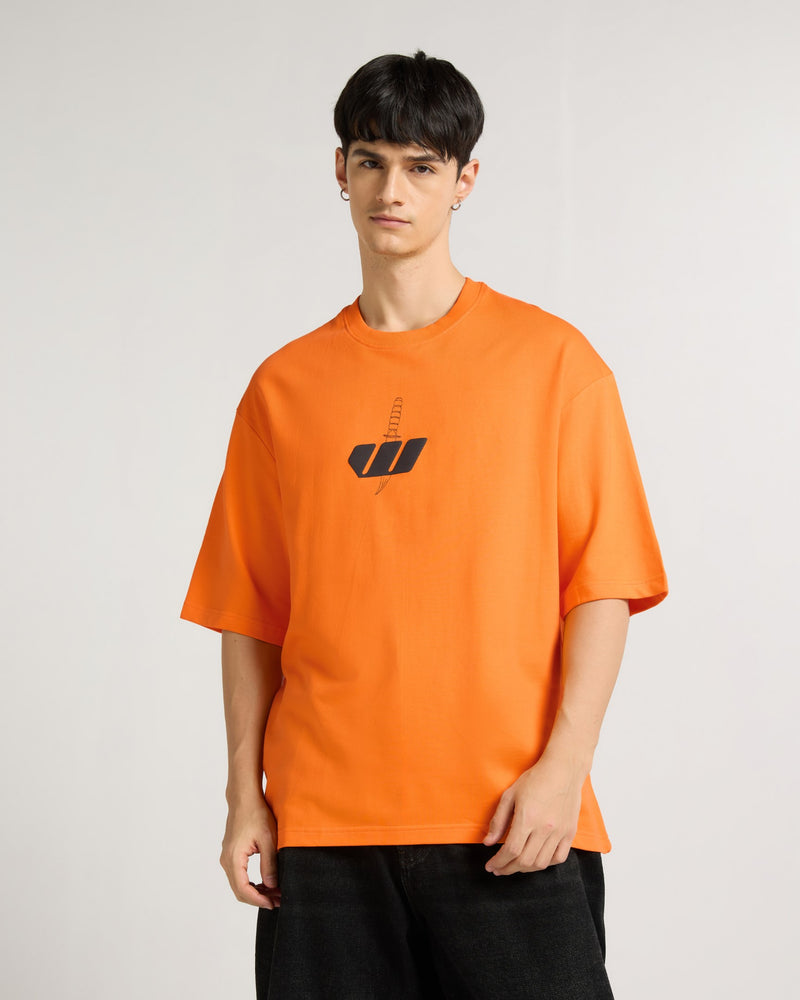 Premium Orange - Wolf Fury Oversized T-Shirt Back view | Weezy