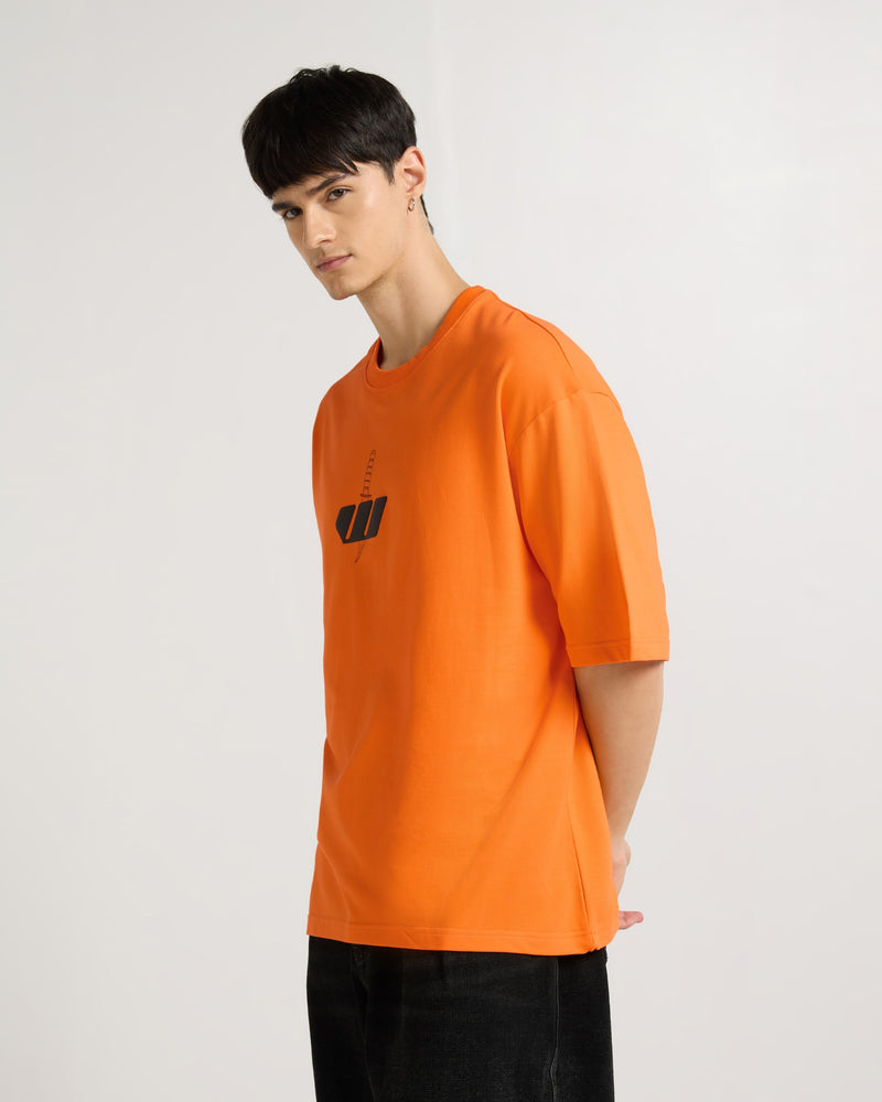 Premium Orange - Wolf Fury Oversized T-Shirt Side view | Weezy