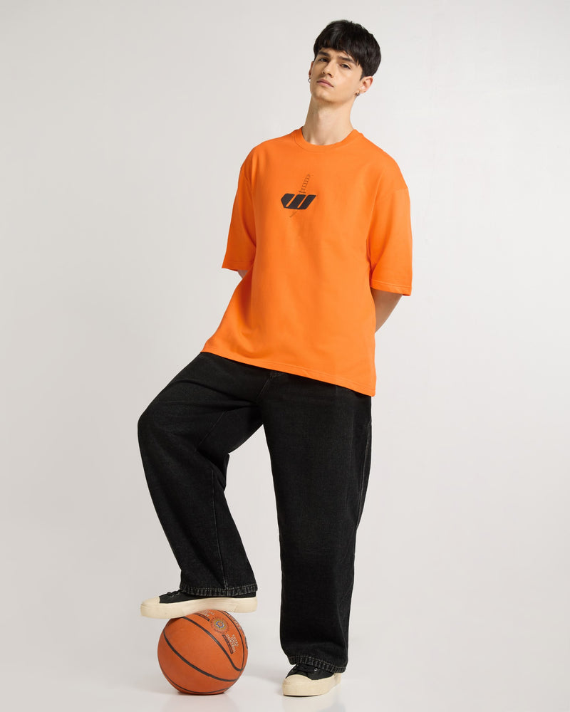Premium Orange - Wolf Fury Oversized T-Shirt Lifestyle view | Weezy