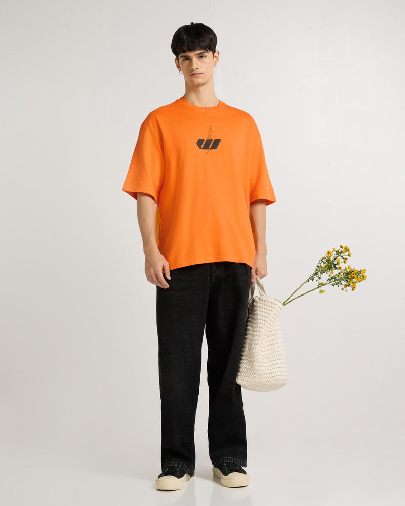 Premium Orange - Wolf Fury Oversized T-Shirt Model view | Weezy