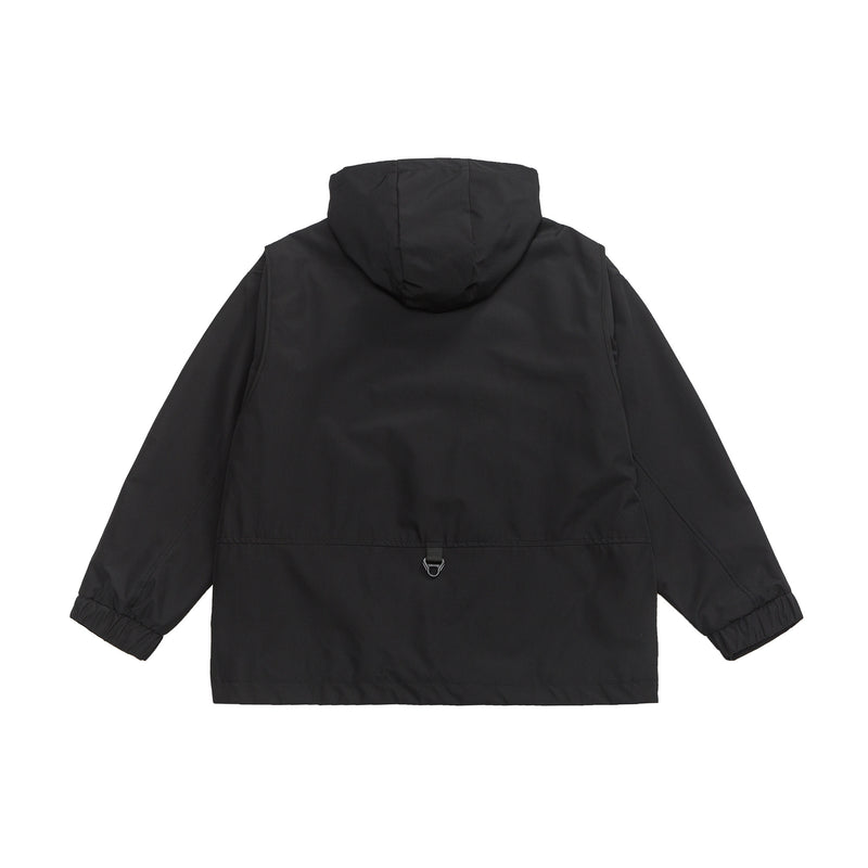 Black Hooded Cargo Jacket Front view | Weezy