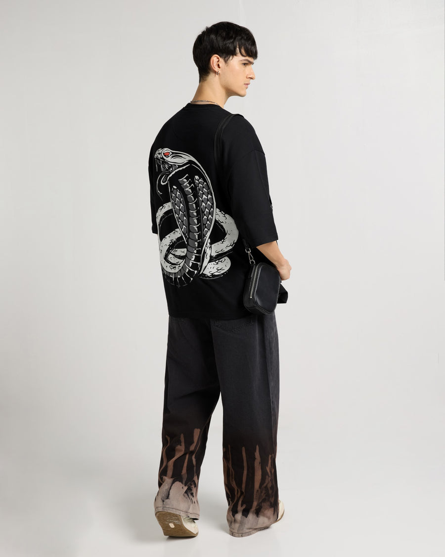 Premium Jet Black - Cold Blooded Oversized T-Shirt Back view | Weezy