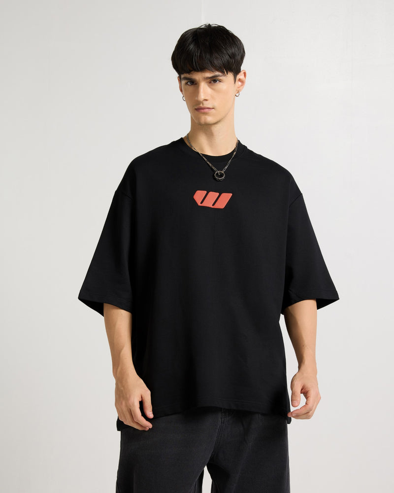 Premium Jet Black - Cold Blooded Oversized T-Shirt Side view | Weezy