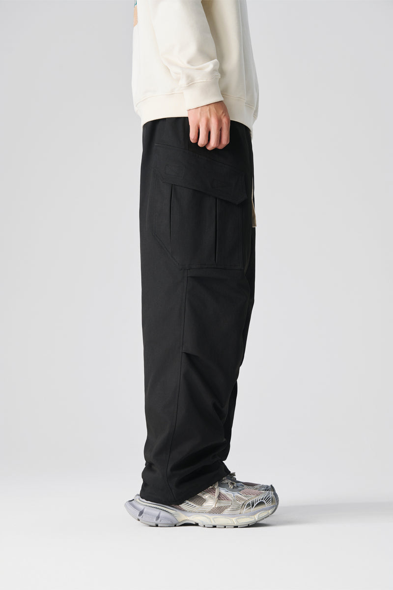 Jet Black Wide Leg Cargo Pants Lifestyle view | Weezy