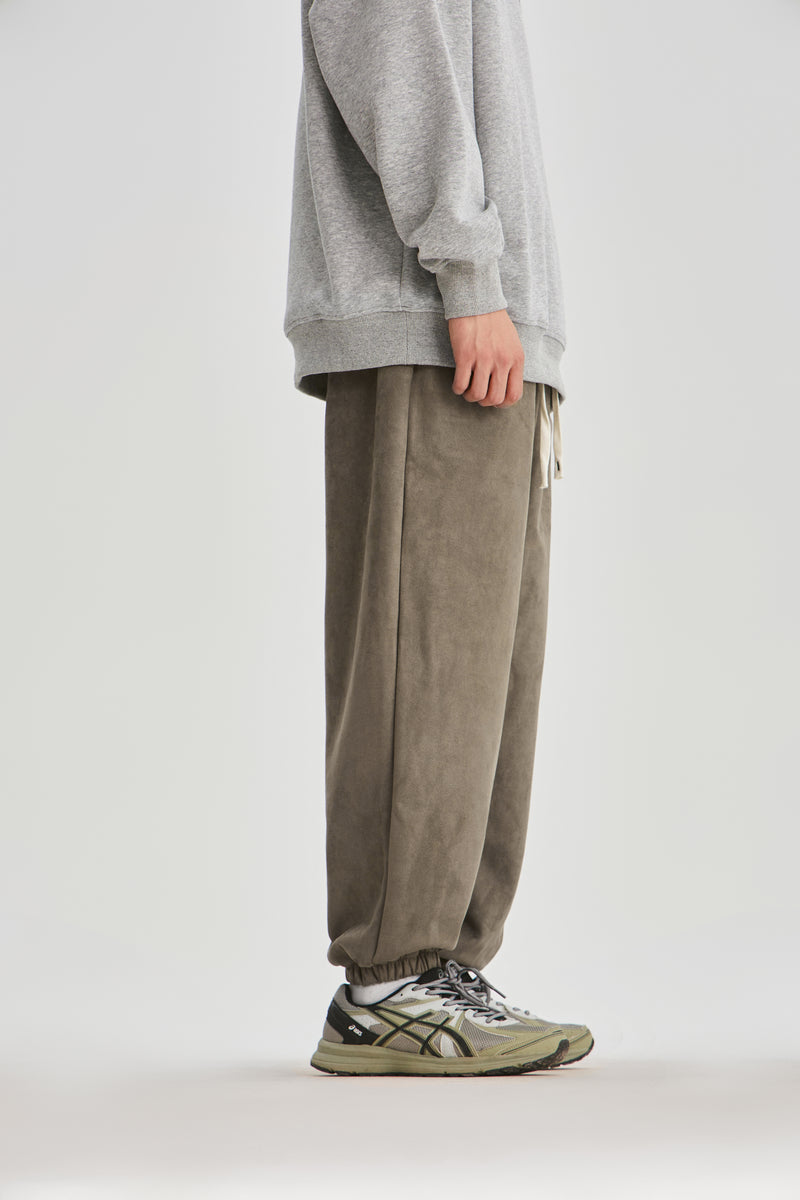 Suade Brown Jogger Pants Side view | Weezy