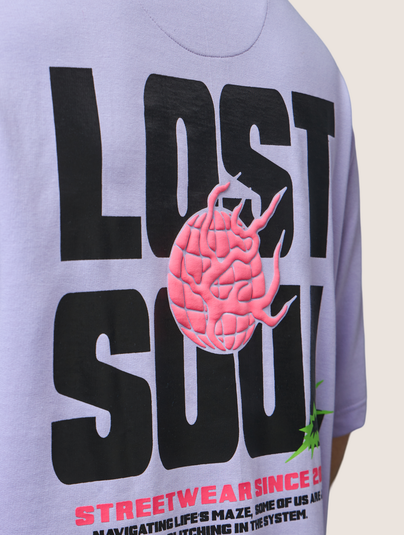 Lilac Lost Soul Oversized T-Shirt Side view | Weezy