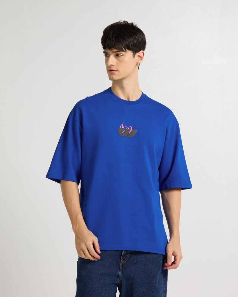 Premium Imperial Blue Love In Ashes Oversized T-shirt Back view | Weezy