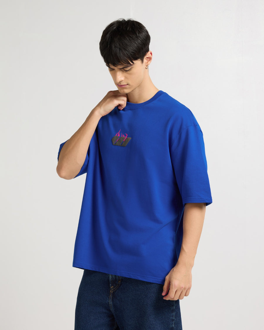 Premium Imperial Blue Love In Ashes Oversized T-shirt Detail view | Weezy