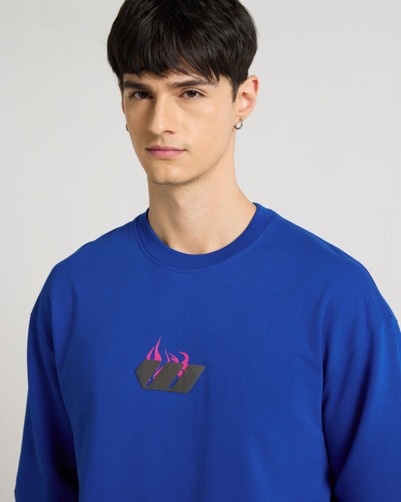 Premium Imperial Blue Love In Ashes Oversized T-shirt Lifestyle view | Weezy