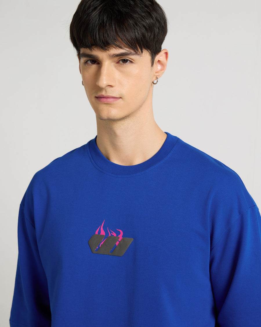 Premium Imperial Blue Love In Ashes Oversized T-shirt Lifestyle view | Weezy
