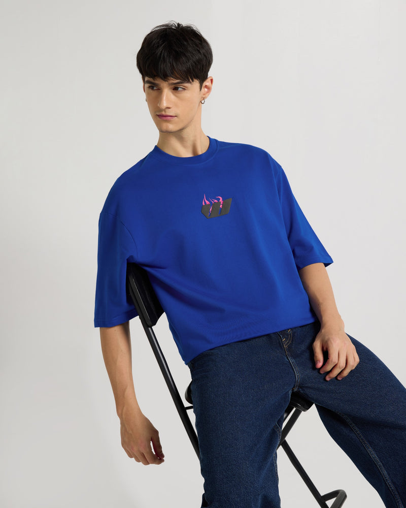 Premium Imperial Blue Love In Ashes Oversized T-shirt Side view | Weezy