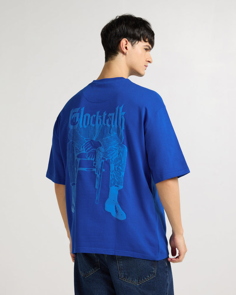 Premium Royal Blue Glocktalk Oversized T-shirt Front view | Weezy