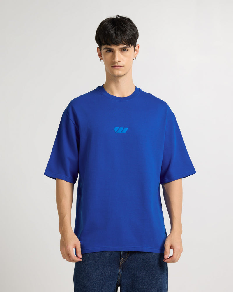 Premium Royal Blue Glocktalk Oversized T-shirt Back view | Weezy