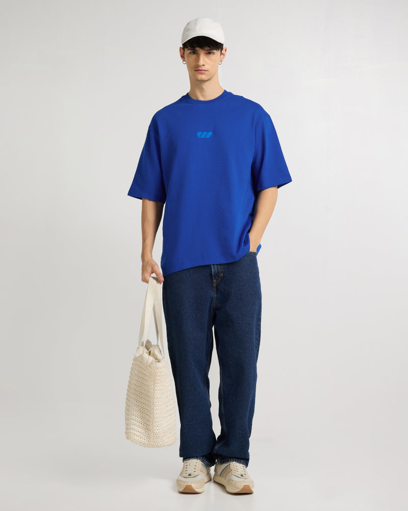 Premium Royal Blue Glocktalk Oversized T-shirt Side view | Weezy
