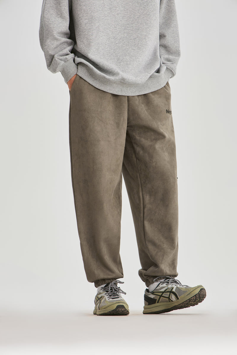 Suade Brown Jogger Pants Lifestyle view | Weezy