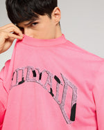 Ombré Pink Embroidered T-Shirt Side view | Weezy