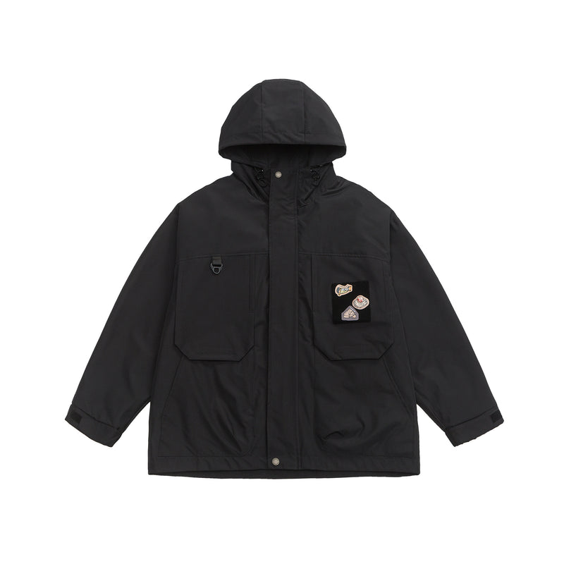 Black Hooded Cargo Jacket Back view | Weezy