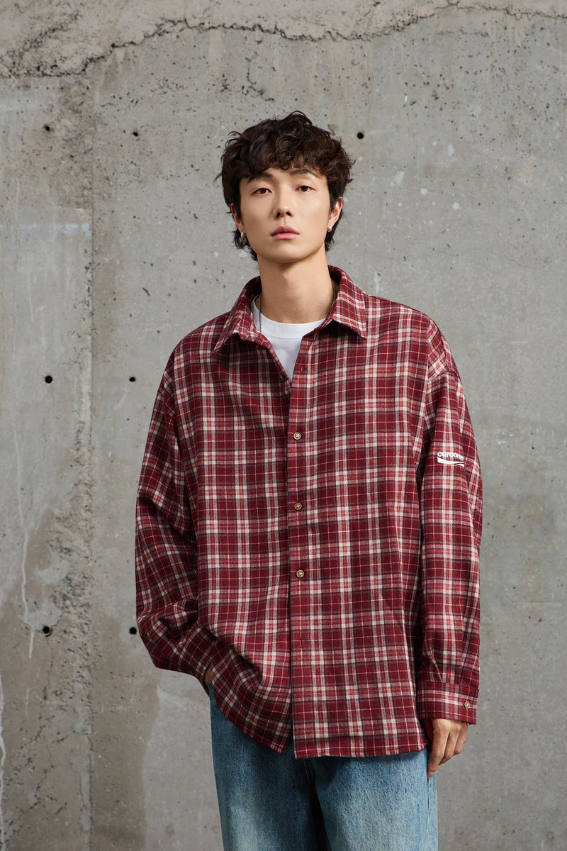 Crimson White Chequered Plaid Overshirt Back view | Weezy