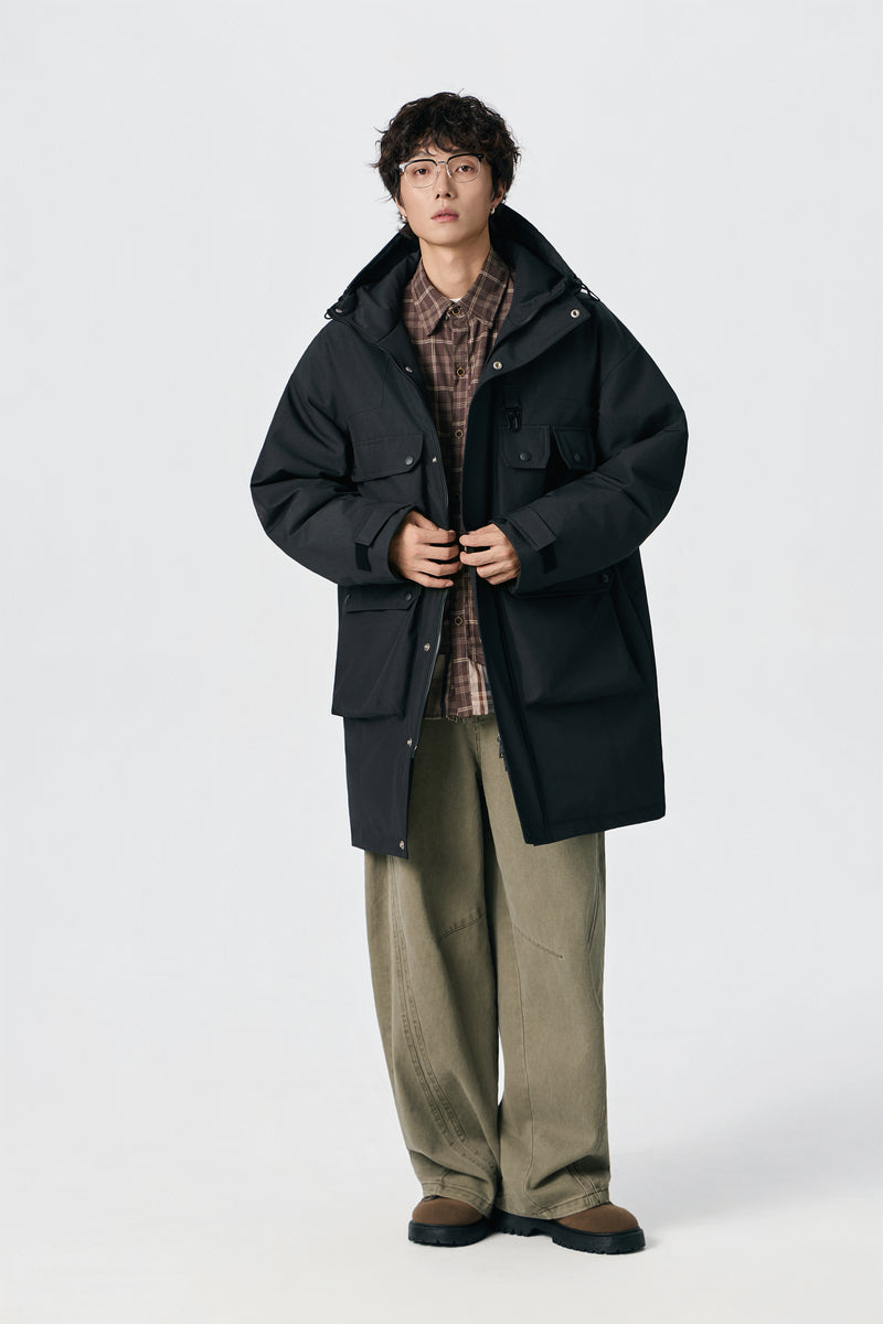 Jet Black Ridge Utility Parka Flat lay | Weezy