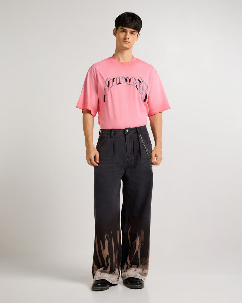 Bleach Effect Premium Wide Leg Jeans Side view | Weezy
