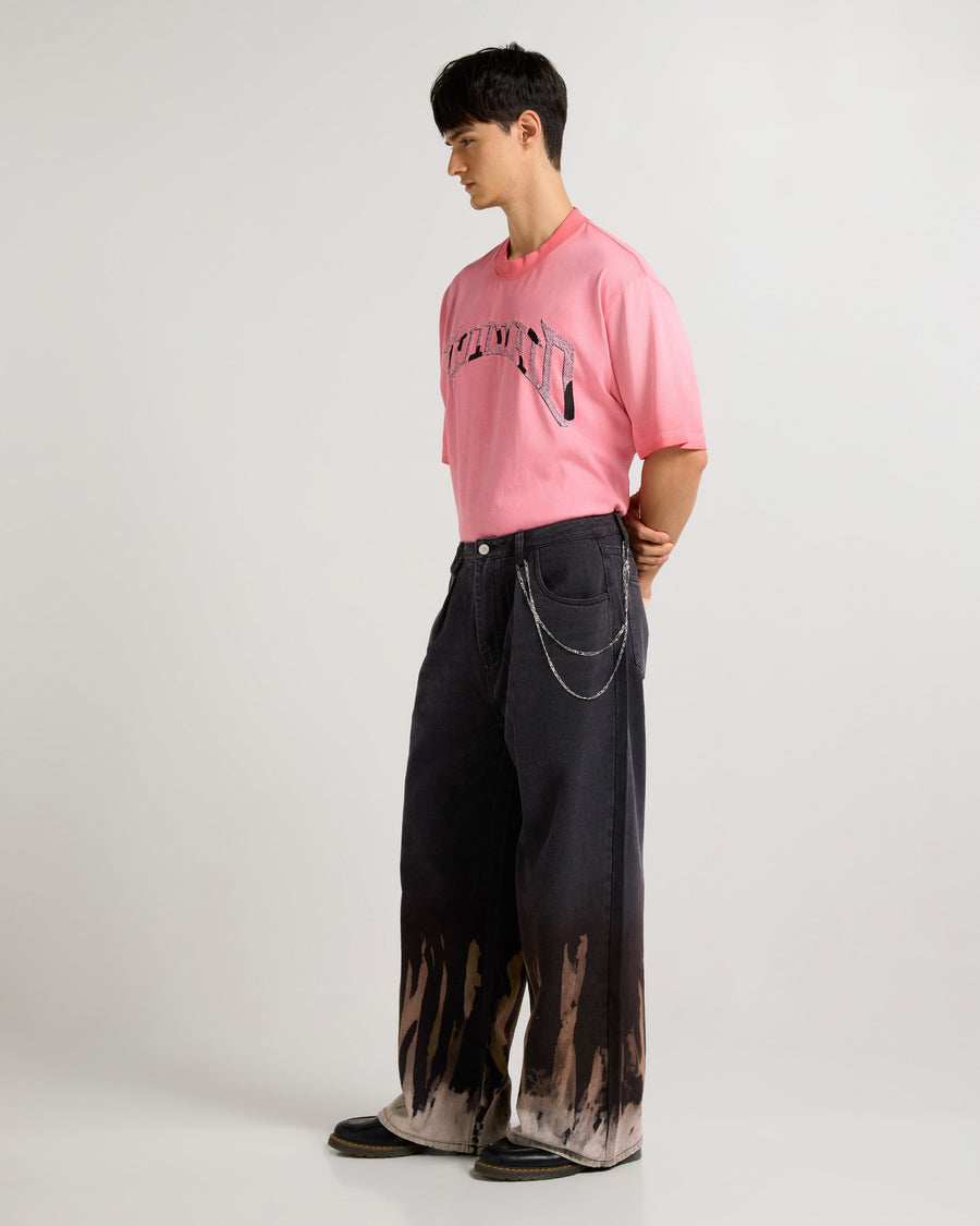 Bleach Effect Premium Wide Leg Jeans Back view | Weezy