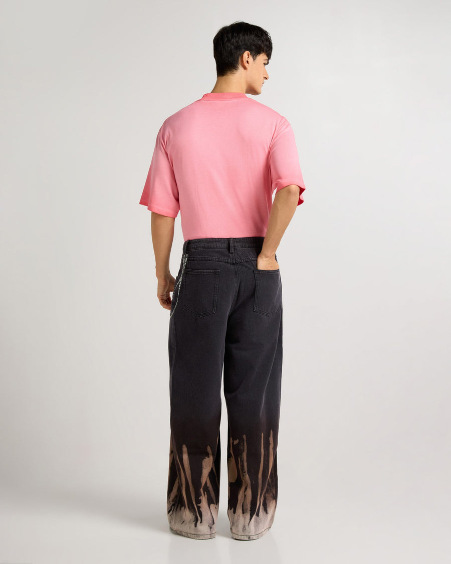 Bleach Effect Premium Wide Leg Jeans Detail view | Weezy