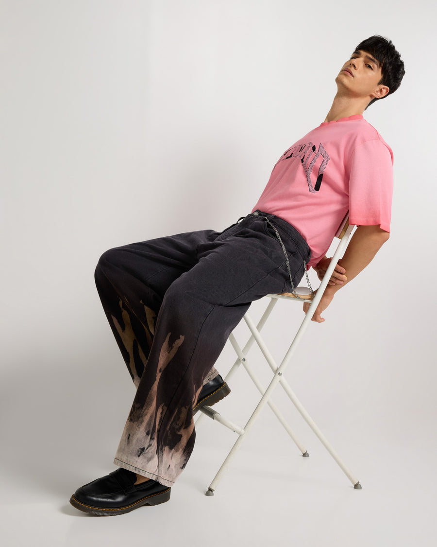 Bleach Effect Premium Wide Leg Jeans Front view | Weezy