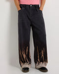 Bleach Effect Premium Wide Leg Jeans