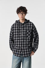 Obsidian Narrative Hooded Shirt Detail view | Weezy