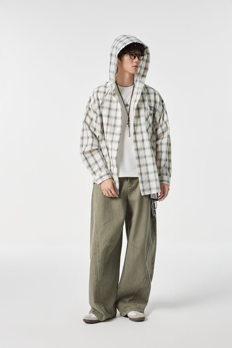 Bone Narrative Hooded Shirt Flat lay | Weezy