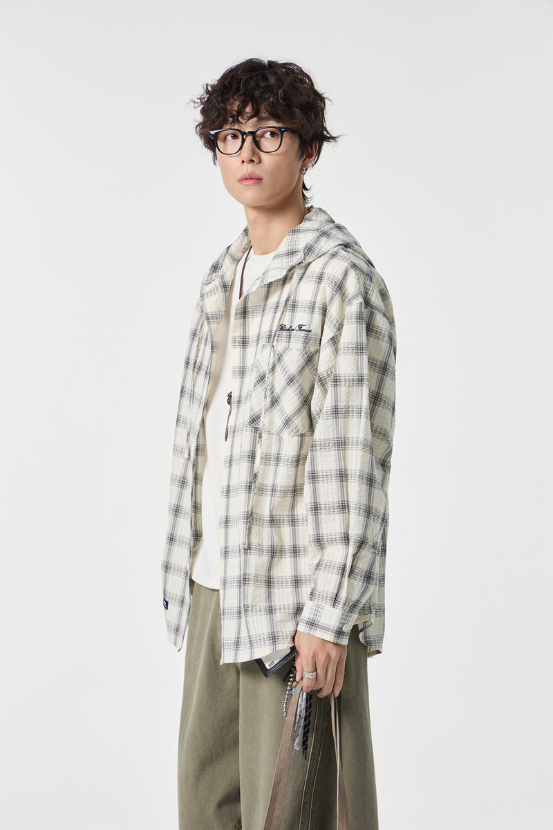 Bone Narrative Hooded Shirt Model view | Weezy