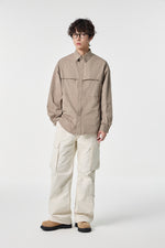 Beige Clean Field Overshirt Detail view | Weezy