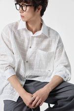 White Textured Air Shirt Detail view | Weezy