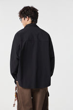 Geographic Black Tech Utility Overshirt Close-up | Weezy