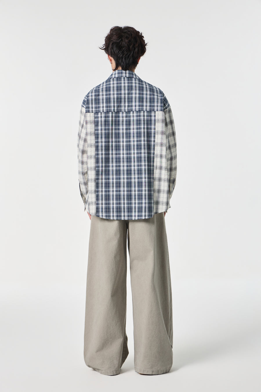 Indigo Chequered Pocketed Overshirt Side view | Weezy