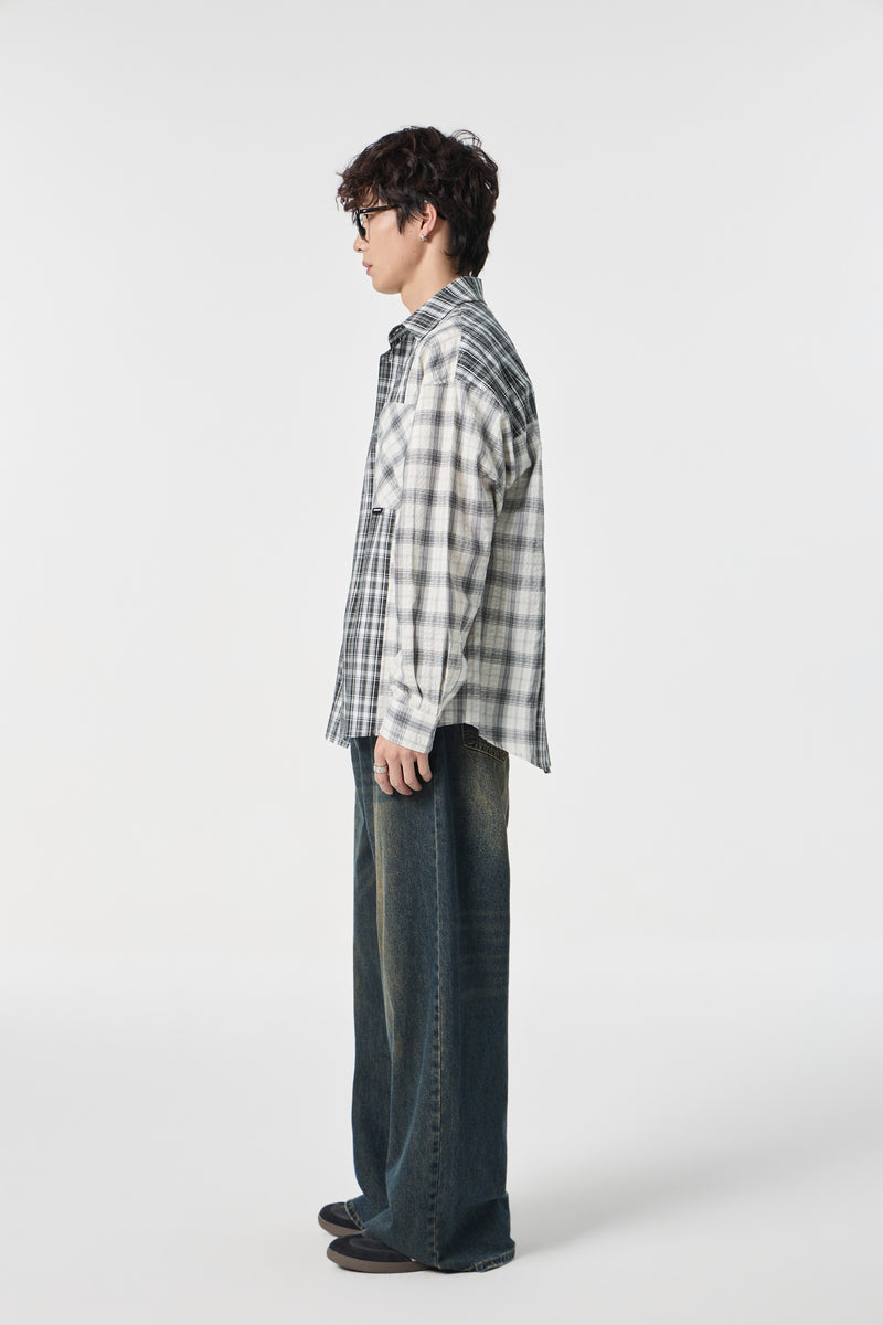 Black & White Chequered Pocketed Overshirt View 9 | Weezy