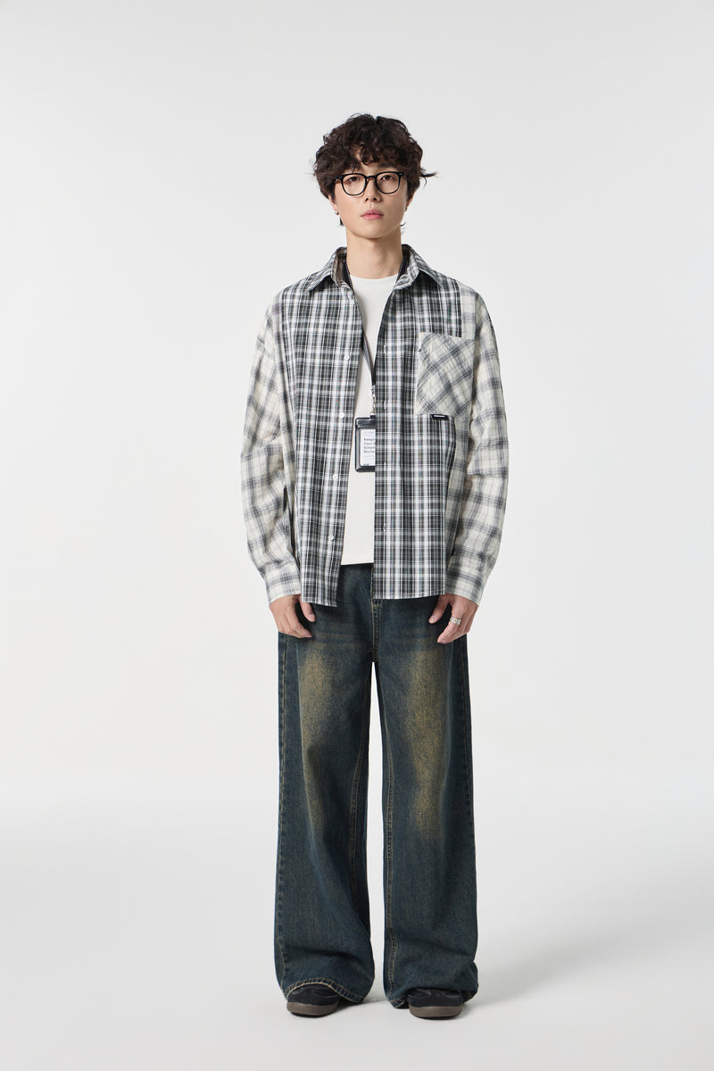 Black & White Chequered Pocketed Overshirt View 10 | Weezy