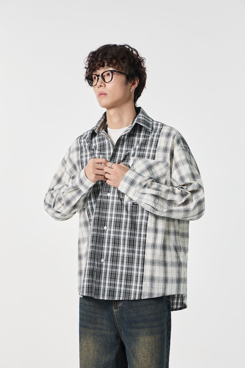 Black & White Chequered Pocketed Overshirt View 11 | Weezy