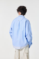 Soft Blue Contrast Pocket Oxford Shirt Close-up | Weezy