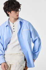 Soft Blue Contrast Pocket Oxford Shirt Back view | Weezy