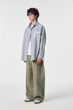 Grey Contrast Pocket Oxford Shirt Back view | Weezy