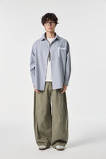 Grey Contrast Pocket Oxford Shirt Close-up | Weezy