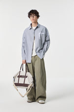 Grey Contrast Pocket Oxford Shirt Lifestyle view | Weezy