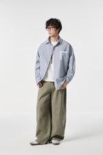 Grey Contrast Pocket Oxford Shirt Model view | Weezy
