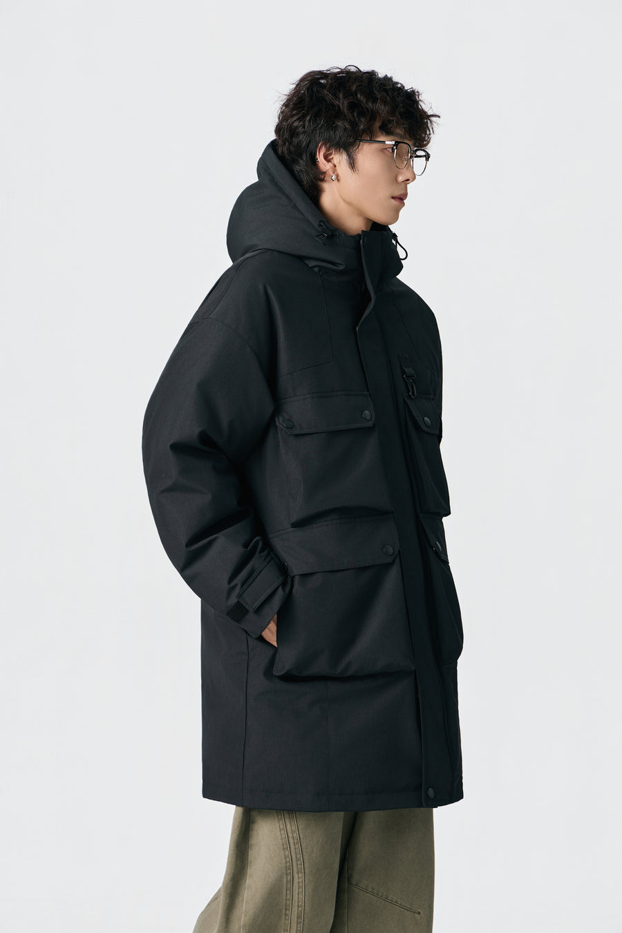Jet Black Ridge Utility Parka Back view | Weezy