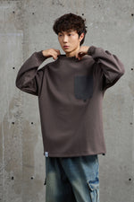 Grey Crewneck Sweatshirt With Pocket Detail Back view | Weezy