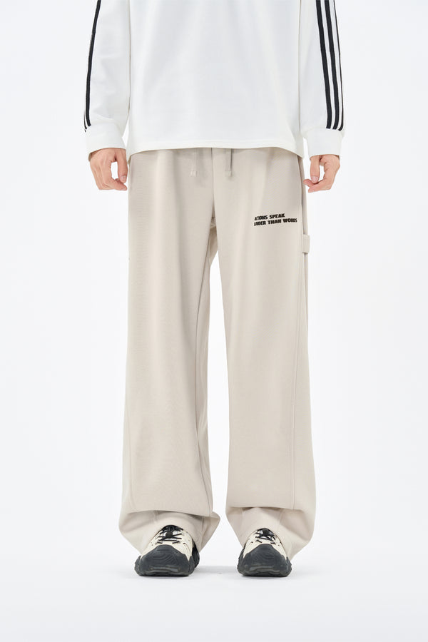Cream Embroidered Jogger Pants