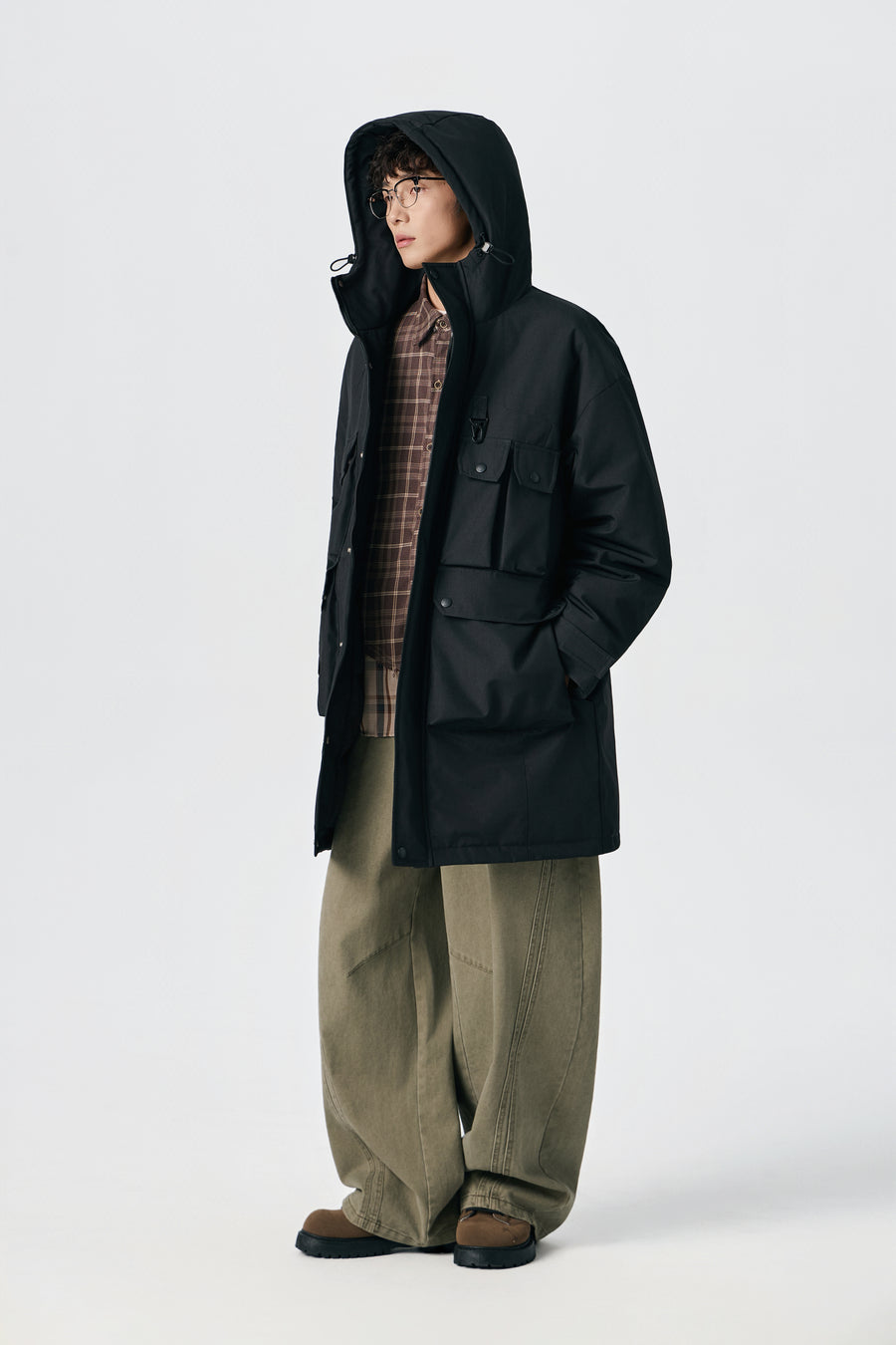 Jet Black Ridge Utility Parka Side view | Weezy