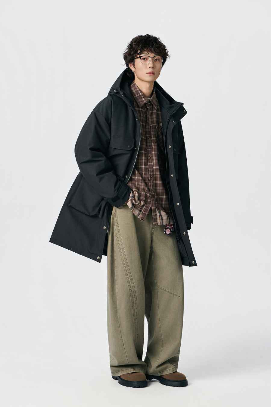 Jet Black Ridge Utility Parka Front view | Weezy